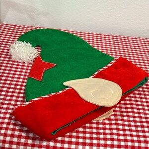 Festive Green and Red Christmas Elf Hat